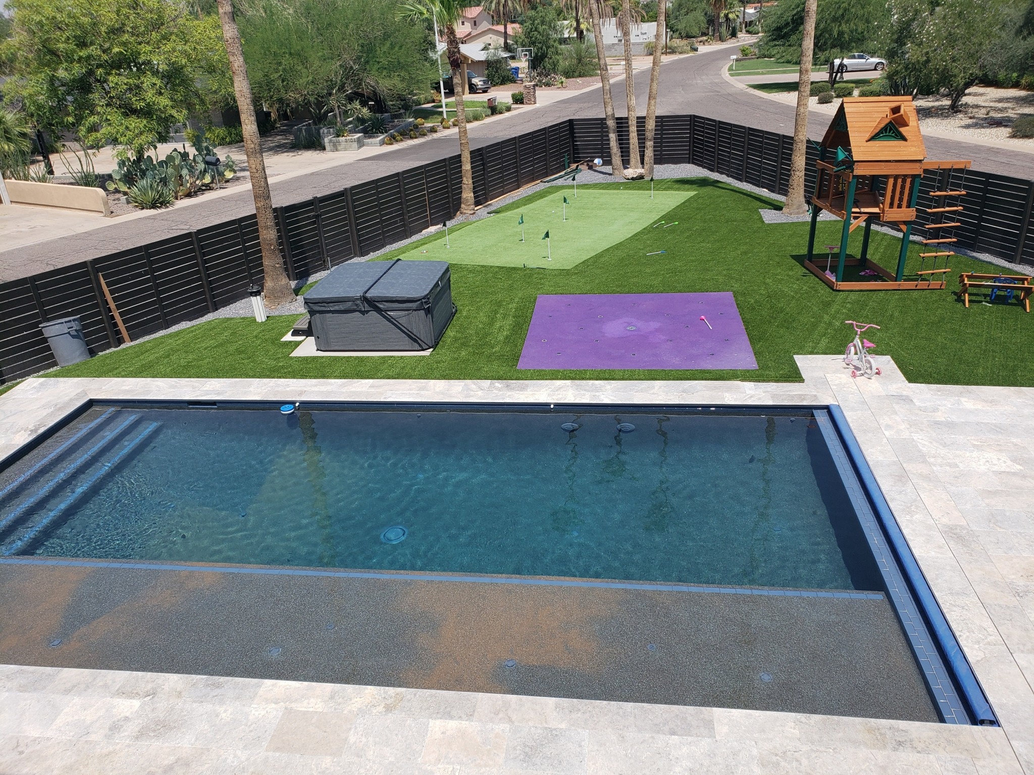 Contemporary Home Backyard Pool Area