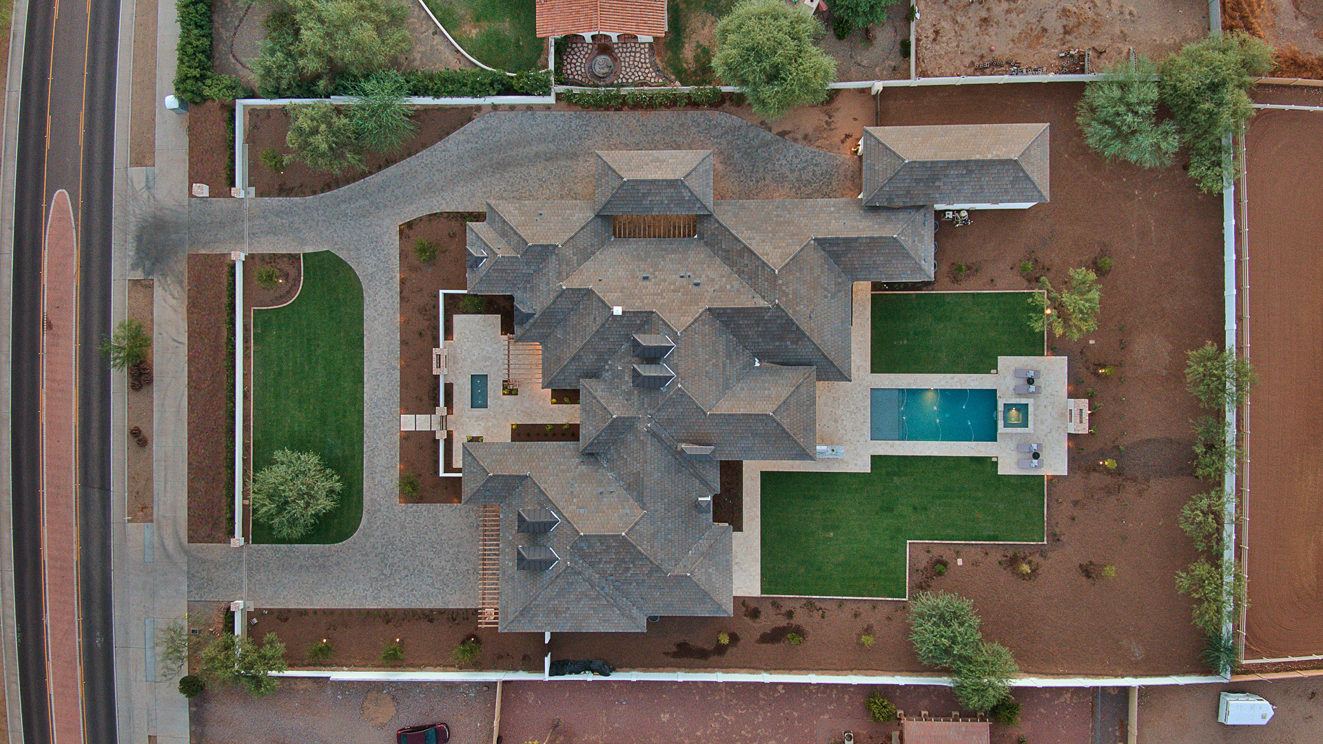 modern-french-chateau aerial-top-center
